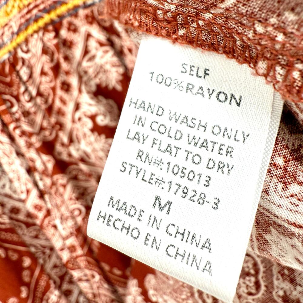 Anthropologie Savanna Jane Medium Boho Blouse Shirt Top Beach Festival Tropical - Picture 7 of 8